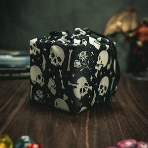 Skulls and Bones Dice Bag Drawstring Bag for DND Board Games RPGs Gaming Gift Dice Storage Board Game Accessories Birthday Gifts RPG Dice