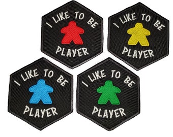 Player Colour Board Game Patch, Iron On Patch for Tabletop Gaming, Meeple Sew on Embroidery Fabric Patch for Clothing and Bags for Gamers