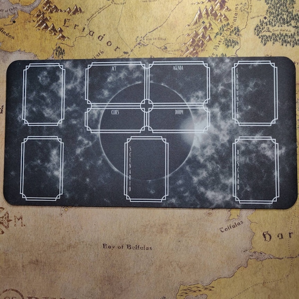 Table Mat for Arkham Horror LCG, Act/Agenda and Encounter Draw/Discard Mat, Card playmat for Arkham Horror Game, Neoprene Printed Playmat