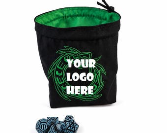 Bolsa de dados con logotipo personalizado - Bolsa de dados D&D - Bolsa de meeple - Bolsa para fichas - Bolsa de algodón independiente - Bolsa de sujeción - Bolsa de mesa hecha a mano con cordón