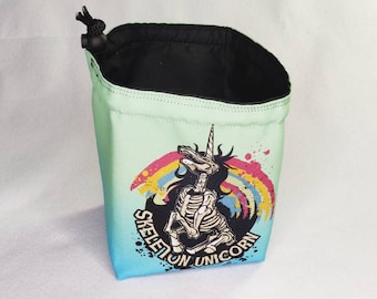 Skeleton Unicorn Dice Bag, Funny D&D Gaming Pouch
