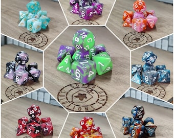 RPG Dice Sets, Set of 7 D&D Acrylic Polyhedral Dice for Tabletop Board Games, Gifts for Gamers