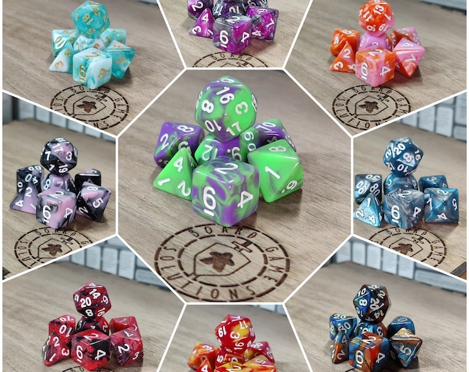 RPG Dice Sets, Set of 7 D&D Acrylic Polyhedral Dice for Tabletop Board Games, Gifts for Gamers