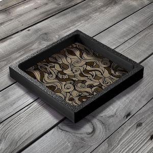 Sepia Sea Dice Tray: Black Wooden Rolling Tray for Tabletop Games