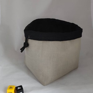 Square Dice Bag - Tile Pouch - D&D Storage - Black and Gold - Drawstring - Reversible - Freestanding - Handmade in the UK -  Table Top Games