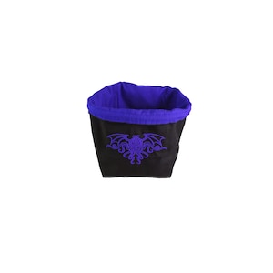 Arkham Horror Monster Cup, Reversible drawstring dice bag with toggle closure and square base. Ideal for D&D, board games, wargames. Features embroidered design and plain color side. Great gift for tabletop gamers