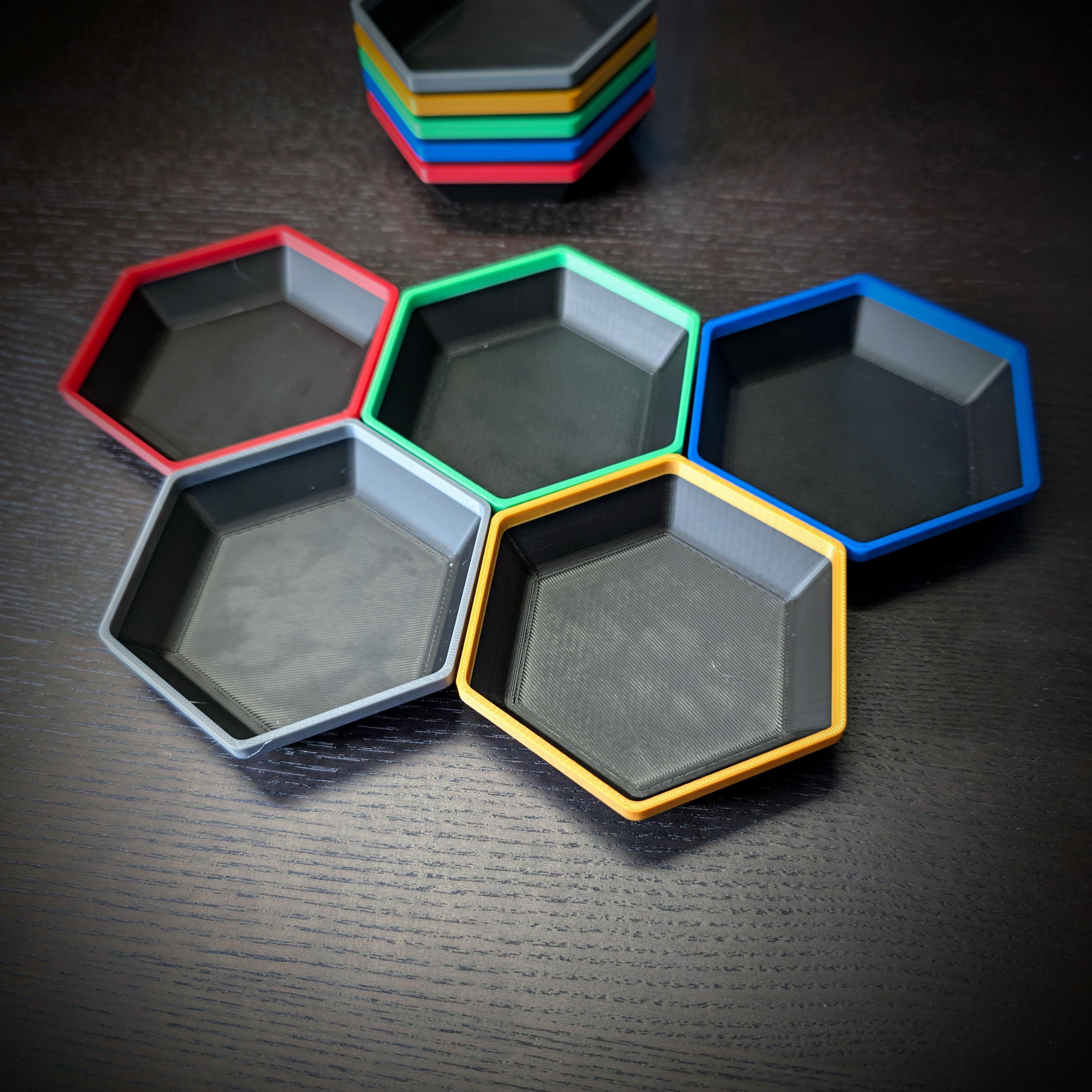 Hexagon Stacking Board Game Token Trays: Mix & Match Colours Set of ...