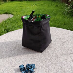 Freestanding Square Dice Bag Comic Book Green Pop Art Tile Pouch Cotton Reversible Handmade Gifts for Gamers Drawstring Bag image 4