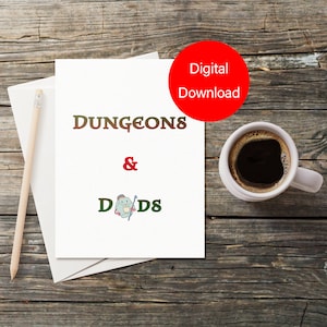 Druckbare D & D Vatertagskarte, Digital Download Print zu Hause Grußkarte, Danke Geburtstagskarte Tabletop Gaming Brettspiele DnD
