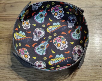 Sugar Skulls Dead Dice Tray, Soft Neoprene D&D Dice Tray, Fold-able Collapsible Tray, Portable Dice Tray, Lightweight Tray, Board Game Gift