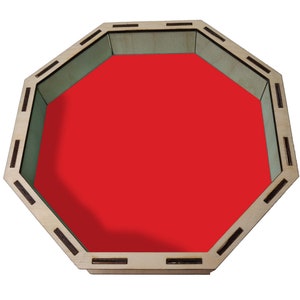 Octagon Dice Tray, Plain Colour Wooden Tray for D&D, Gaming Dice Box, Wooden Dice Tray, Tabletop Rolling Tray for dice games, Gift for Games