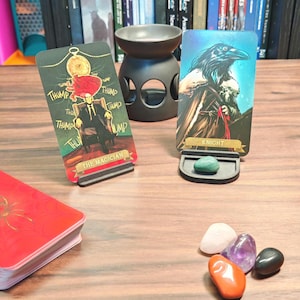 Satz von Tarot-Kartenhalter, dunkles Holz Kartenhalter für Tarot-Karten, Orakel-Karten, Affirmationskarten, ideale Hexengeschenke, Tarot-Zubehör