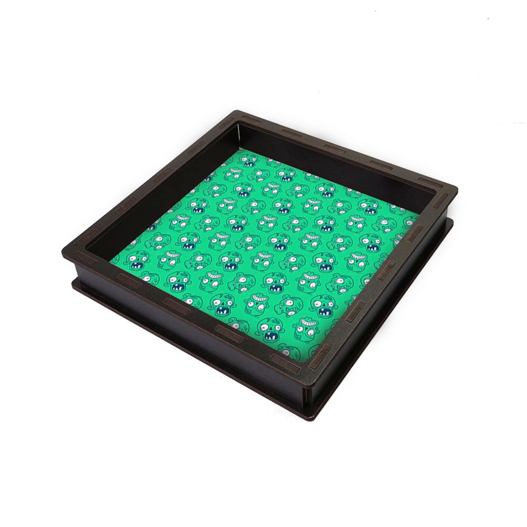 Zombie Dice Tray, Zombicide Inspired Gaming Dice Box, Black Wooden Dice