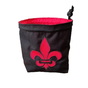 Bolsa de armazenamento Red Orleans, bolsa de dados Fleur de Lis D&D, bolsa bordada Mardi Gras, bolsa de retenção, bolsa com cordão Treasure Nest, bolsa Adepta