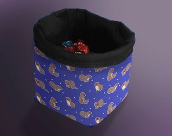 Otter Patterned D&D Dice Bag, Tile Draw Bag, Reversible Drawstring, Bag of Holding, Board Game Gift, Tabletop Gaming Gift, Treasure Nest Bag