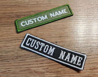 Custom Name Patch, Army or Biker Style, Iron-On Badge, Hook Loop Backing