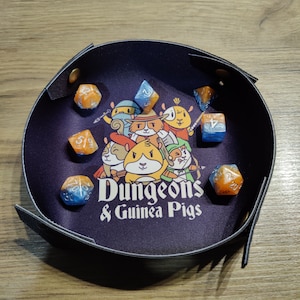 Dungeons and Guinea Pigs Dice Tray, Soft Neoprene Fold-able Collapsible D&D Dice Tray, Portable Lightweight Dice Tray, Board Game Dnd RPG