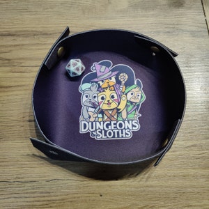 Dungeons and Sloths Dice Tray, Soft Neoprene Dice Tray, Fold-able Collapsible Tray, Portable Lightweight Rolling Tray, RPG Board Game Gift