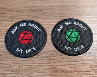 Funny Dice Embroidered Patch, D&D Iron On Patch for Gamers
