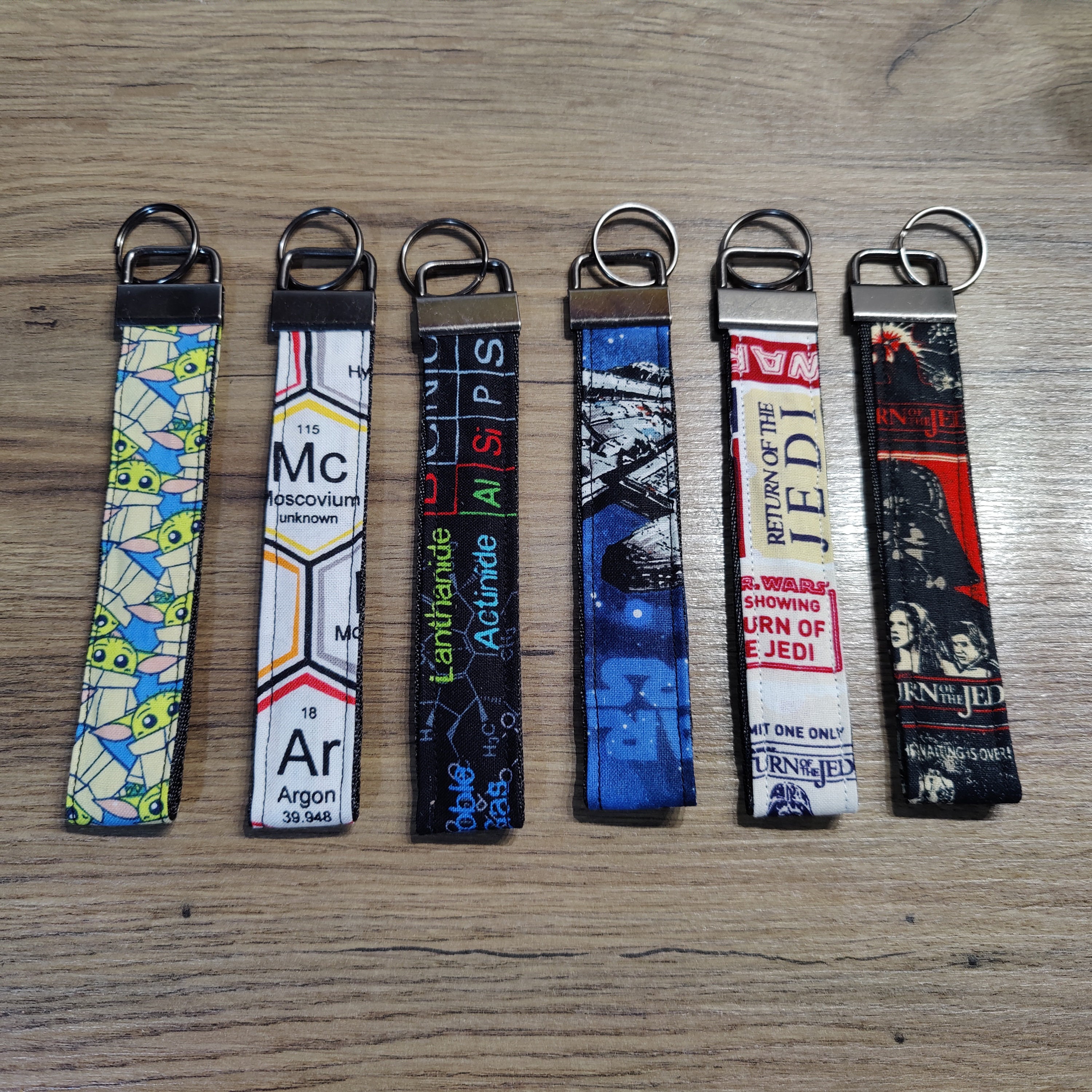 Sci-fi Fabric Wristlet Keychain: Cotton Key Fob With Metal Split