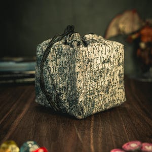 Viking Runes Dice Bag, Tile Pouch, Bag of Holding, Treasure Nest, Board Game bag, Freestanding Cotton, Drawstring, Storage bag for D&D Dice