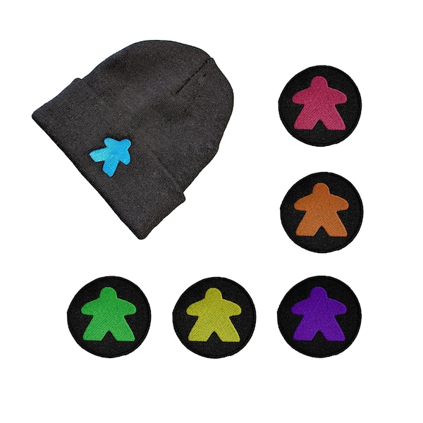 Meeple Beanie Hat, Acrylic Woolly Black Knitted Cap for Board Game Fans, Ski Hat Winter Tabletop Gaming Christmas Gift for Gamers