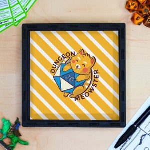 Funny Cat Dice Tray, Dungeon Meowster Dice Rolling Tray for Dnd, Dungeons and Dragons Cat Gift for Tabletop Board Gamers, Dnd Birthday Gift