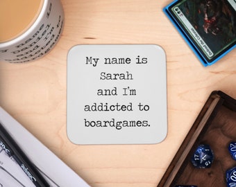 Personalised Board Game Coaster, Square Mug Placemat, Mug Rug Father's Day Gift for Gamers, Gaming Table Coaster, Tabletop Gaming Drink Mat