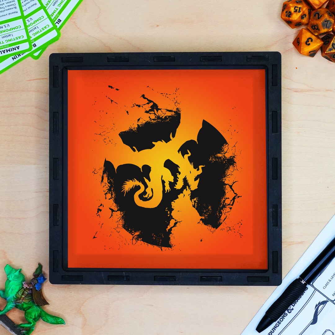 Fire Dragon Dice Tray Gaming Dice Box Black Wooden Dice Etsy