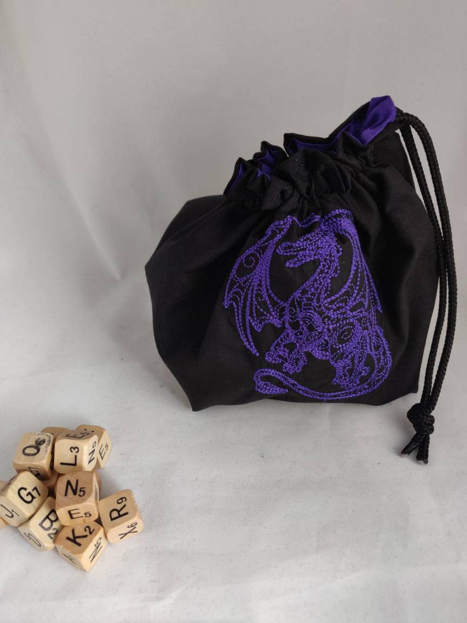 Dragon Dice Bag Purple D&D Dice Bag Meeple Bag Tile Etsy UK