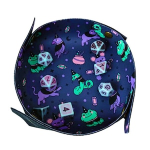Cute Animals Dice Tray, Soft Neoprene Dice Tray, Fold-able Collapsible Tray, Portable Dice Tray, Lightweight Tray for Tabletop Gaming, Gift