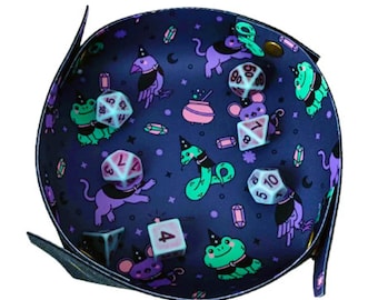 Cute Animals Dice Tray, Soft Neoprene Dice Tray, Fold-able Collapsible Tray, Portable Dice Tray, Lightweight Tray for Tabletop Gaming, Gift