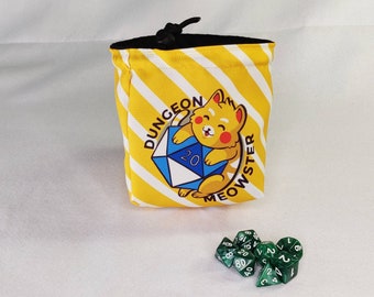 Bolsa de dados Dungeon Meowster: organizador para juegos de rol para amantes de los gatos