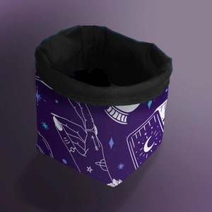 Dark Purple Tarot Bag, Bag for Holding Tarot Deck & Crystals, Square Base Drawstring Storage Bag for Cards, Tokens, Coins, Trinkets, Gift