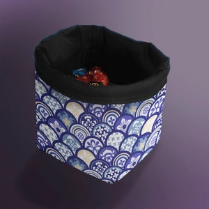 Azul Tile Patterned Draw Bag, Tile Dice Bag, Reversible Drawstring, Bag of Holding, Board Game Gift, Tabletop Gaming Gift, D&D Treasure Nest