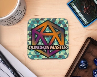 Dungeon Master Coaster, Wooden Square Mug Placemat, Mug Rug Christmas gift, Game Table D&D Coaster, Board Game Coaster, DM mat