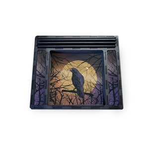 Motif corbeau - plateau de dés tout-en-un avec porte-cartes et étagères, plateau de joueur individuel pour le jeu sur table, système complet de plateaux de joueur D&D