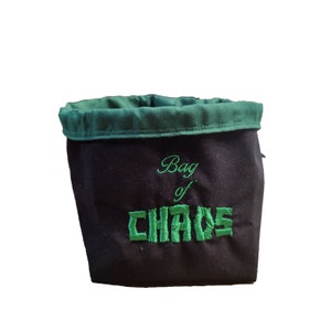 Bag of Chaos Dice Bag, Drawstring Storage Bag for wargaming game Dice, D&D Bag of Holding Treasure Nest, Gift for Tabletop Board Gamers