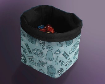 Noir Movies Dice Bag, 1940s themed Draw Bag for Tabletop Board Games Tokens and Tiles, D&D Dice Pouch Bag of Holding