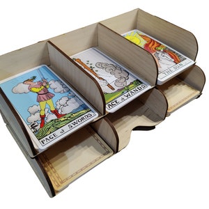 Tarotkaart houten kaarthouder voor tarotkaarten Grootte, houten kaart dashboardorganisator, kaartmarktplaats display, cadeau voor tarotkaart