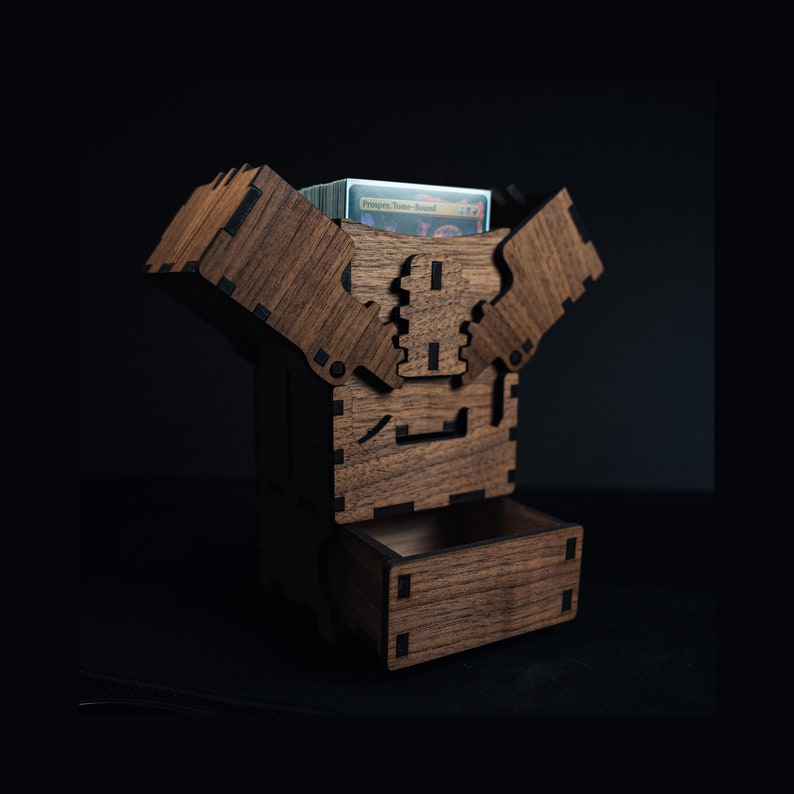 Wooden Deck Box Large Card Gaming Storage Box With Token Etsy