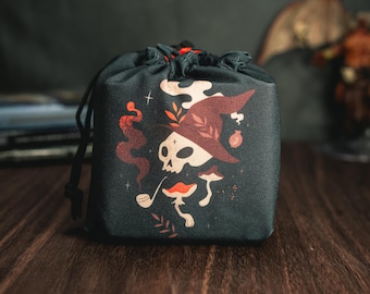 Mushroom Witch Dice Bag: Freestanding D&D Drawstring Pouch