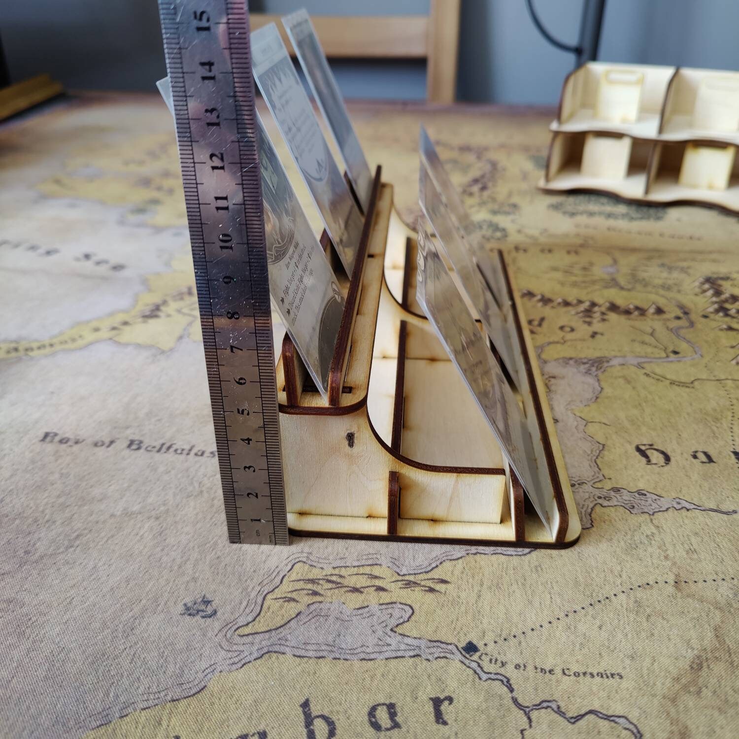 Porte-cartes De Jeu En Bois Avec Plateau - Présentoir Pour Cartes De Tarot, Jeux De Société, 28x10x2,8 Cm - 4