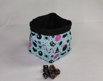 Halloween Dungeons and Dragons Dice Bag, Spooky Tile Pouch, Treasure Nest, Reversible Drawstring Cotton Bag, RPG D&D Dice Sack, DnD Gift Bag