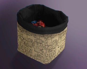 Dungeon Map Dice Bag, Dungeon Tile Pouch, Bag of Holding, Treasure Nest, Board Game bag, Freestanding Drawstring Storage bag for D&D Players