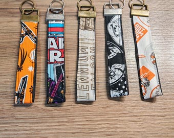 Fabric Wristlet Keychain: Cotton Key Fob with Metal Split Ring