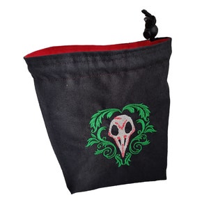 Embroidered Plague Doctor Dice Bag: Freestanding D&D Treasure Nest