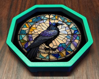 Stained Glass Dice Tray: Neoprene Lined Rolling Tray for D&D