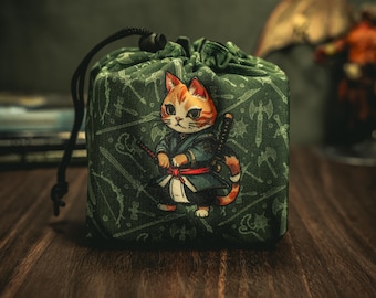 Bolsa de dados Ninja Cat: bolsa con cordón para juegos de mesa