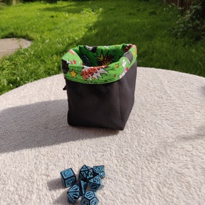 Freestanding Square Dice Bag Comic Book Green Pop Art Tile Pouch Cotton Reversible Handmade Gifts for Gamers Drawstring Bag image 5